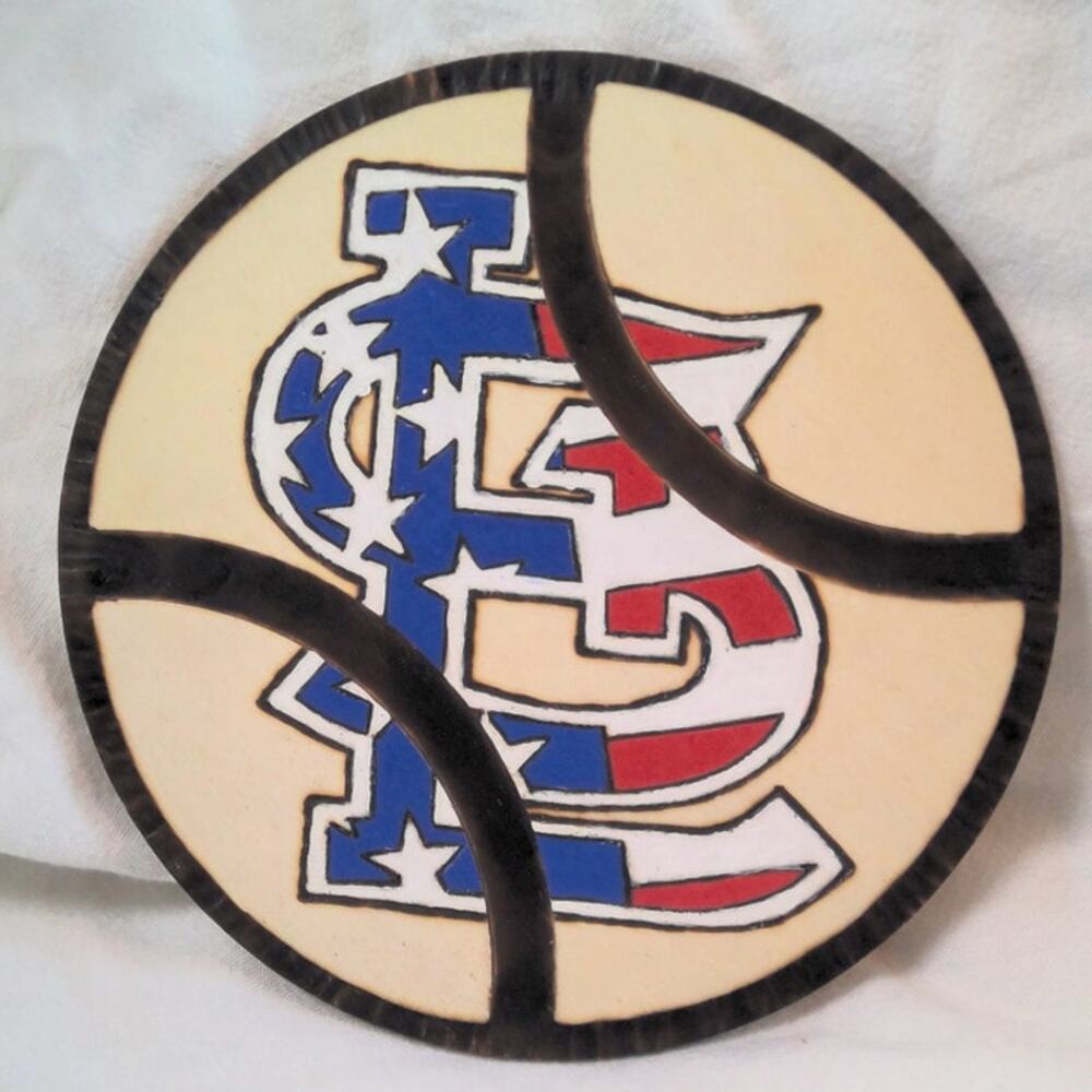 Handcrafted St. Louis Cardinals Stars/Stripes Logo Wood Baseball Plaque MLB